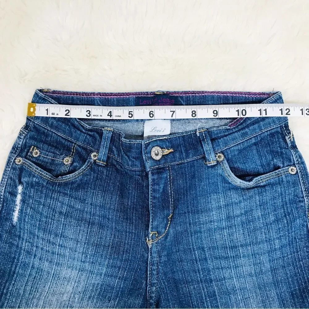 LEVI’S Girls Skinny Jeans Slim Fit Dark Wash Distressed Size 16‎ Slim